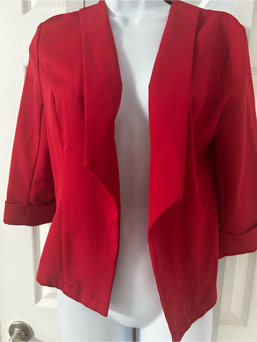 SHEIN Red Open-Front Draped Blazer